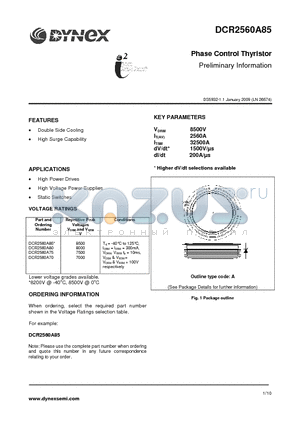 DCR2560A85 datasheet - Phase Control Thyristor