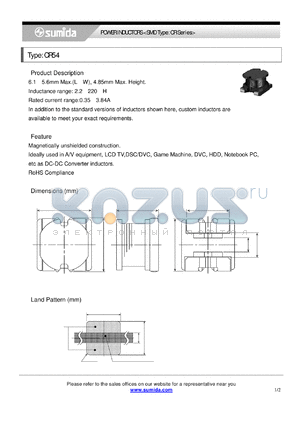 CR54NP-3R9MB datasheet - POWER INDUCTORS <SMD Type: CR Series>