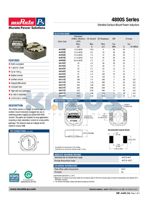 48681SC datasheet - Shielded Surface Mount Power Inductors