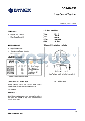 DCR470E30 datasheet - Phase Control Thyristor