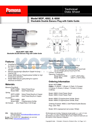 4898 datasheet - Stackable Double Banana Plug with Cable Guide
