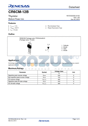 CR6CM-12BB00 datasheet - Thyristor Medium Power Use