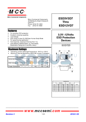 ESD12VD7-TP datasheet - 3.3V~12Volts ESD Protection Devices