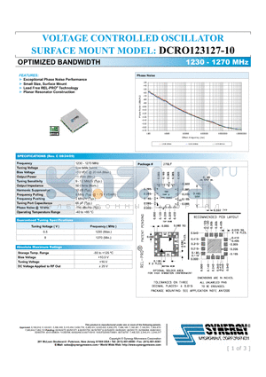 DCRO123127-10 datasheet - VOLTAGE CONTROLLED OSCILLATOR