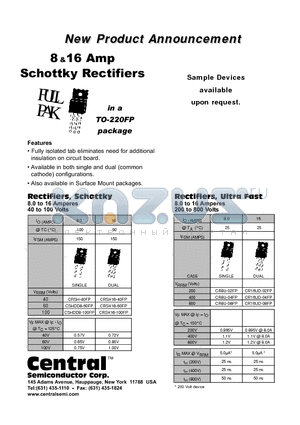 CR8U-02FP datasheet - 8&16 Amp Schottky Rectifiers