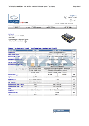 490-28.0M-3DN-T datasheet - 4 Pad J-Lead Ceramic PECL Output