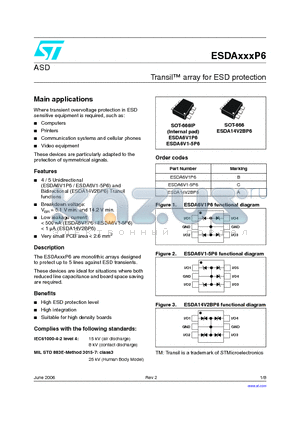 ESDA6V1-5P6 datasheet - Transil array for ESD protection