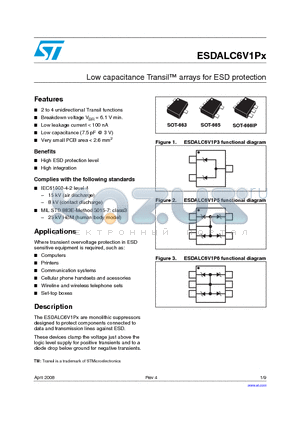 ESDALC6V1PX_08 datasheet - Low capacitance Transil arrays for ESD protection