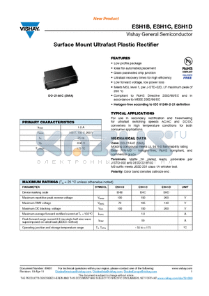 ESH1B_11 datasheet - Surface Mount Ultrafast Plastic Rectifier