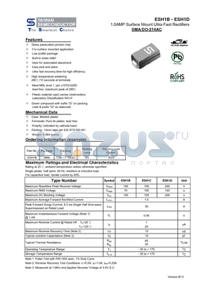 ESH1D datasheet - 1.0AMP Surface Mount Ultra Fast Rectifiers