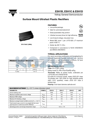 ESH1D-E3/5AT datasheet - Surface Mount Ultrafast Plastic Rectifiers