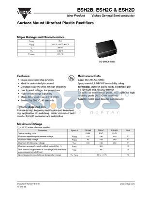 ESH2D datasheet - Surface Mount Ultrafast Plastic Rectifiers