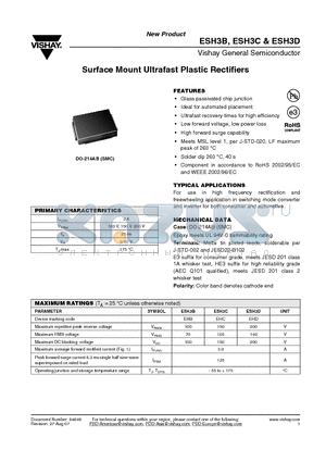 ESH3B datasheet - Surface Mount Ultrafast Plastic Rectifiers