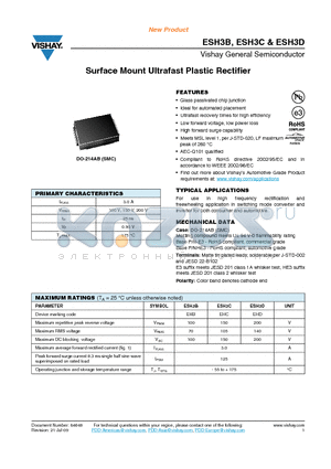 ESH3B_09 datasheet - Surface Mount Ultrafast Plastic Rectifier