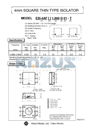 ESI-4AFL1.880G01-T datasheet - 4mm SQUARE THIN TYPE ISOLATOR