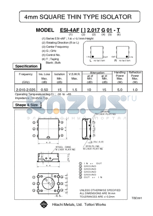 ESI-4AFR2.017G01 datasheet - 4mm SQUARE THIN TYPE ISOLATOR