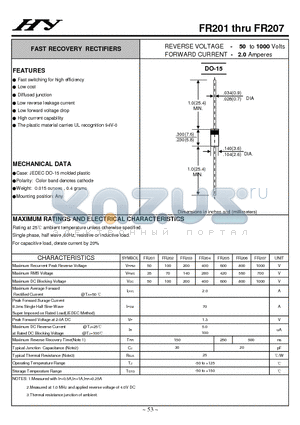 FR202 datasheet - FAST RECOVERY RECTIFIERS