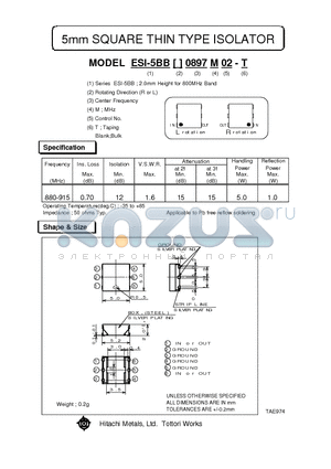 ESI-5BBL0.897M02-T datasheet - 5mm SQUARE THIN TYPE ISOLATOR