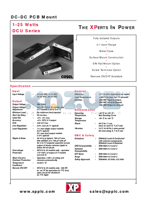 DCU1512D12 datasheet - DC-DC PCB Mount