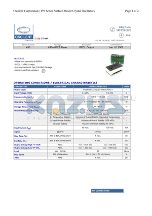 493-28.0M-3FK-T datasheet - 6 Pad PCB Base PECL Output