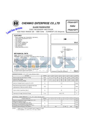 FR203GPT datasheet - FAST RECOVERY RECTIFIER