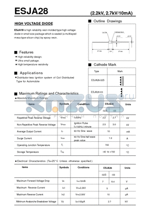 ESJA28 datasheet - HIGH VOLTAGE DIODE