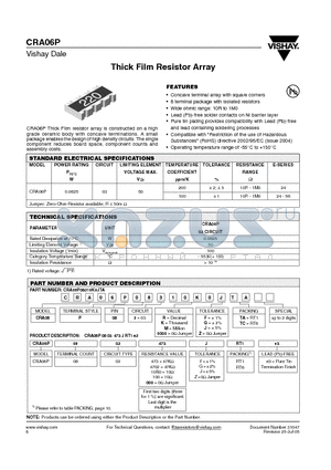 CRA06P0803100ZRT6 datasheet - Thick Film Resistor Array
