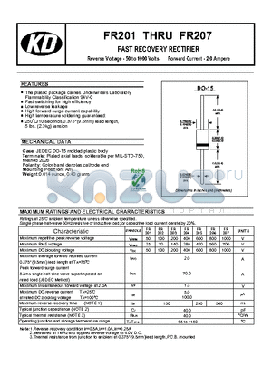 FR204 datasheet - FAST RECOVERY RECTIFIER