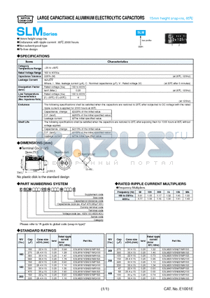 ESLM181VSN221MQ15S datasheet - LARGE CAPACITANCE ALUMINUM ELECTROLYTIC CAPACITORS