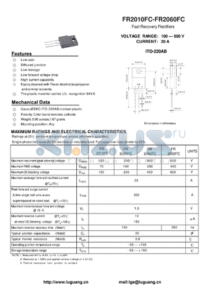 FR2040FC datasheet - Fast Recovery Rectifiers