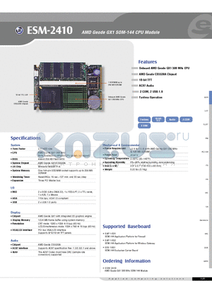 ESM-2410 datasheet - Geode GX1 SOM-144 CPU Module