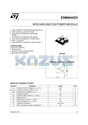 ESM4045DV_03 datasheet - NPN DARLINGTON POWER MODULE