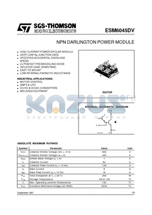 ESM6045 datasheet - NPN DARLINGTON POWER MODULE
