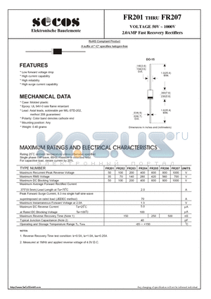 FR206 datasheet - 2.0AMP Fast Recovery Rectifiers
