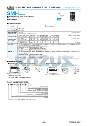 ESMH100VSN223MQ30S datasheet - LARGE CAPACITANCE ALUMINUM ELECTROLYTIC CAPACITORS