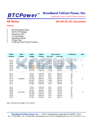 4A-01 datasheet - 5W-6W DC-DC Converters