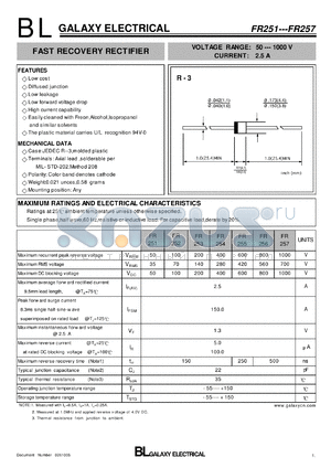 FR256 datasheet - FAST RECOVERY RECTIFIER