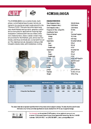 4CM300-000GA datasheet - RF Amplifier Plate Modulated