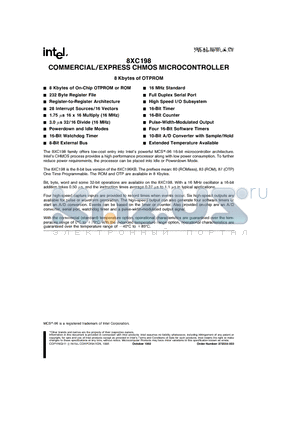 83C198 datasheet - COMMERCIAL/EXPRESS CHMOS MICROCONTROLLER