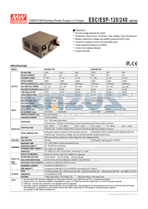 ESP-240 datasheet - 108W/216W Desktop Power Supply or Charger