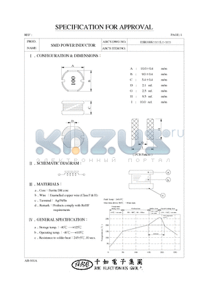 ESR1006181KL datasheet - SMD POWER INDUCTOR