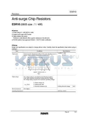 ESR10EZPJD datasheet - Anti-surge Chip Resistors