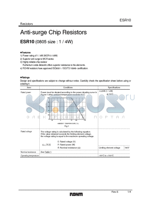 ESR10_08 datasheet - Anti-surge Chip Resistors