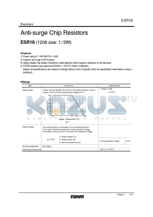 ESR18EZPJD datasheet - Anti-surge Chip Resistors