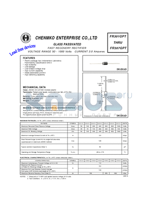 FR305GPT datasheet - FAST RECOVERY RECTIFIER