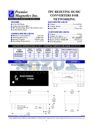B3AF120925 datasheet - TPC RESETING DC/DC CONVERTERS FOR NETWORKING