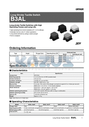 B3AL-1003P datasheet - Long Stroke Tactile Switch