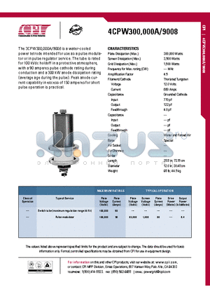 4CPW300-000A datasheet - Switch tube (maximum regulation range 20 Kv)