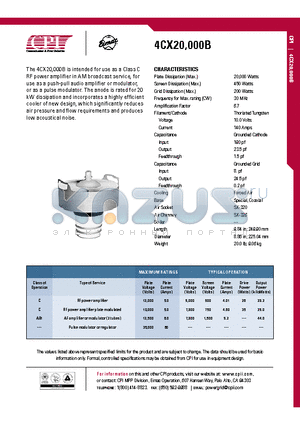 4CX20-000B datasheet - RF power amplifier
