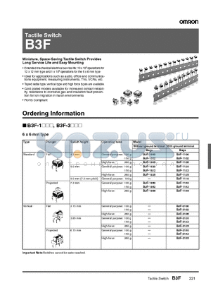 B3F-1000 datasheet - Tactile Switch